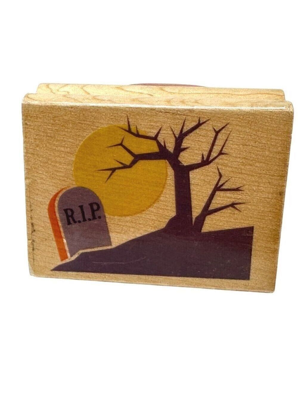 Halloween Tombstone Tree Rubber Stamp Spooky Graveyard Card Making Scrapbooking